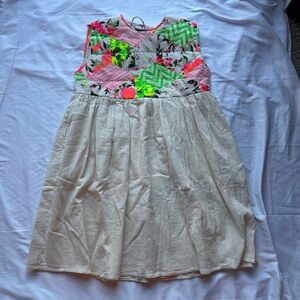 MANOUSH | Unique Tropical Quilted-Top Dress with 100% Cotton Skirt Sz EU 36 US 6